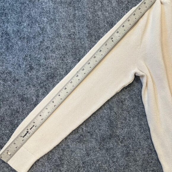 Banana Republic Women’s M Waffle Knit Cream Hoodie  Minimalist Cozy Y2K - Picture 4 of 9